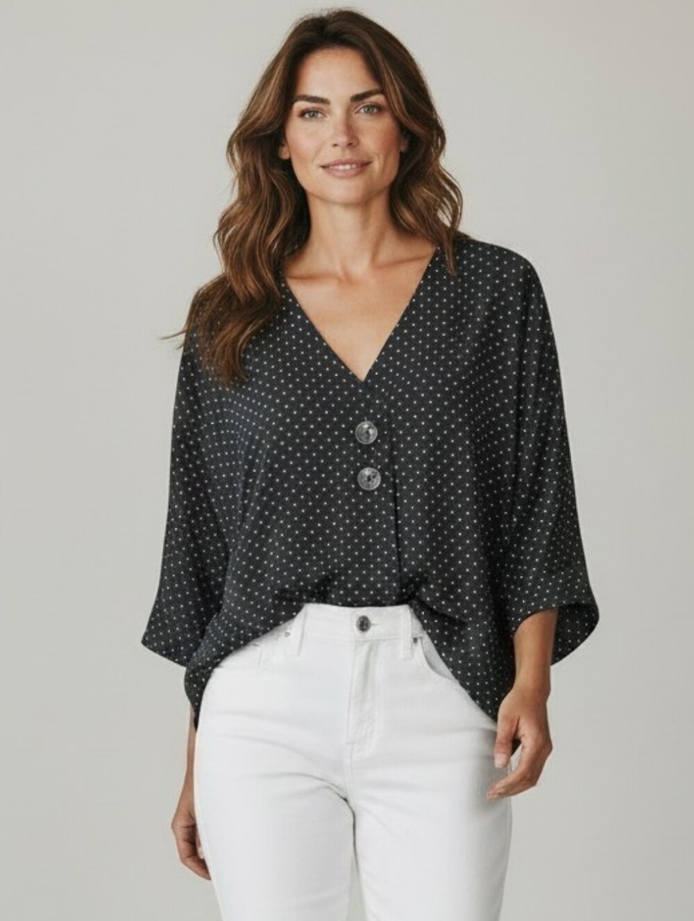Sioni Black and White Polka Dot Blouse